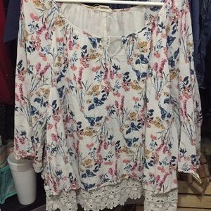 Style & Co layer-look shirt w lace extended sz L